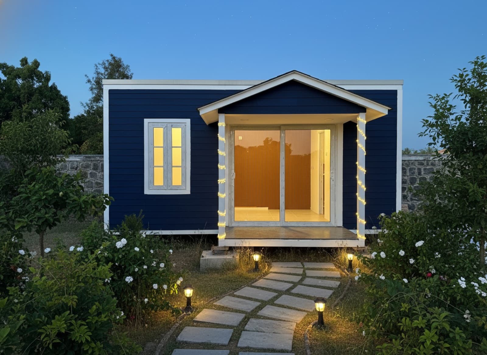 Navy cottage at evening